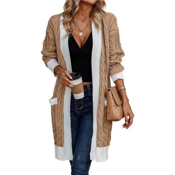 Women´s Fall Cable Knit Cardigan Sweaters Casual Long...